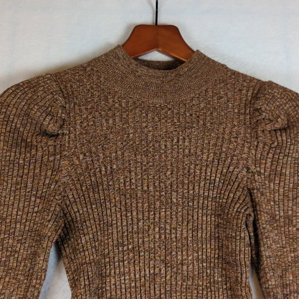 Who What Wear Stretch Ribbed Autumn Puff‎ Sleeve Sweater XS